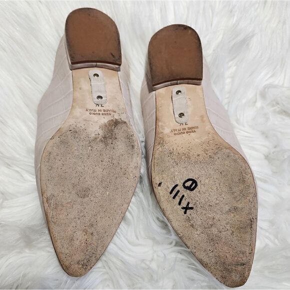 Arno Italian Pale Pink Croc Leather Mules Flat 7.5 - Picture 4 of 7